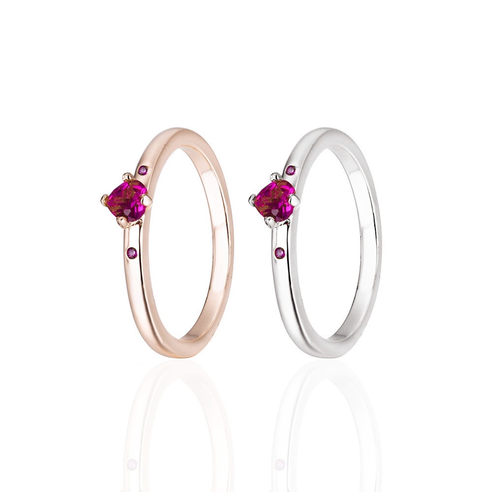【COD Tangding】Cincin Wanita Bentuk Hati Warna Merah Untuk Hadiah Valentine