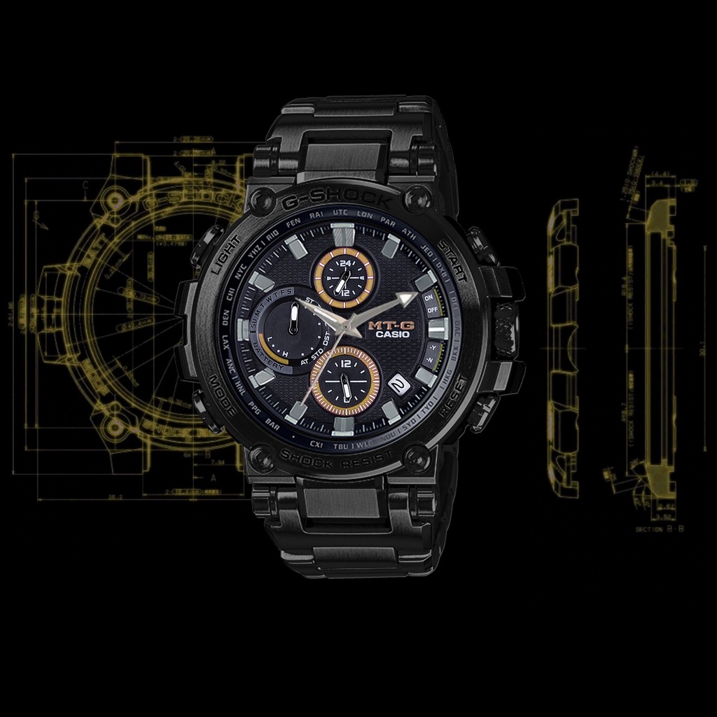 JAM TANGAN PRIA GSHOCK MTG B-1000 CRONO & TANGGAL AKTIF TALI RANTAI INCLUDE FULL SET (BEST SELLER)