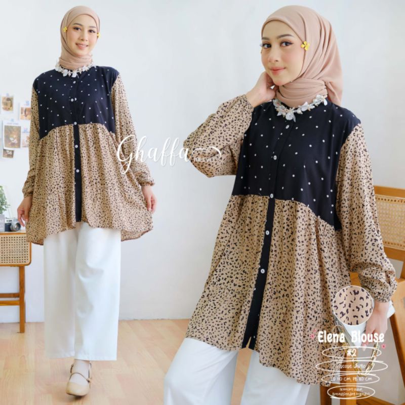 ELENA BLOUSE #2 BY GHAFFA THE LABEL / BLOUSE MOTIF WANITA MUSLIMAH / Rayon viscose uniqlo LD110