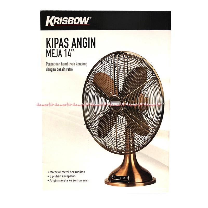 Krisbow Kipas Angin Meja 14inch Desk Fan Design Retro Tembaga Klasik Model Classic