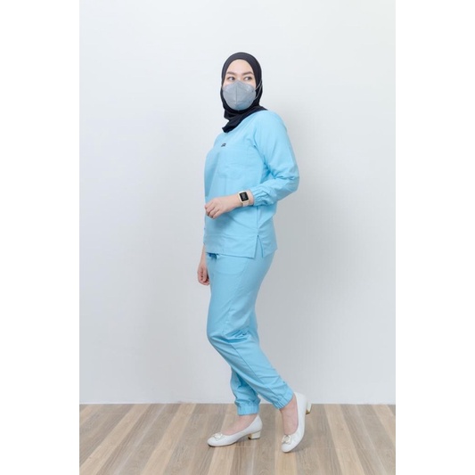 JUMBO | Scrub | Baju Jaga | Baju OK | Baju Medis | Scrub Medis | ANTI AIR Unisex | Lengan Panjang | Model celana jogger