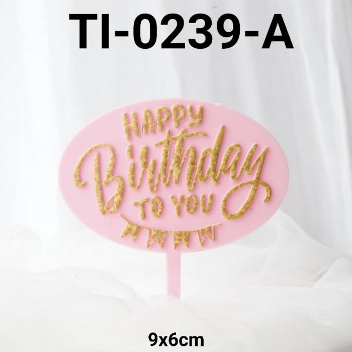 

GR-TI-0239 CAKE TOPPER TULISAN KUE TART HAPPY BIRTHDAY BACKGROUND PINK BEST SELLER