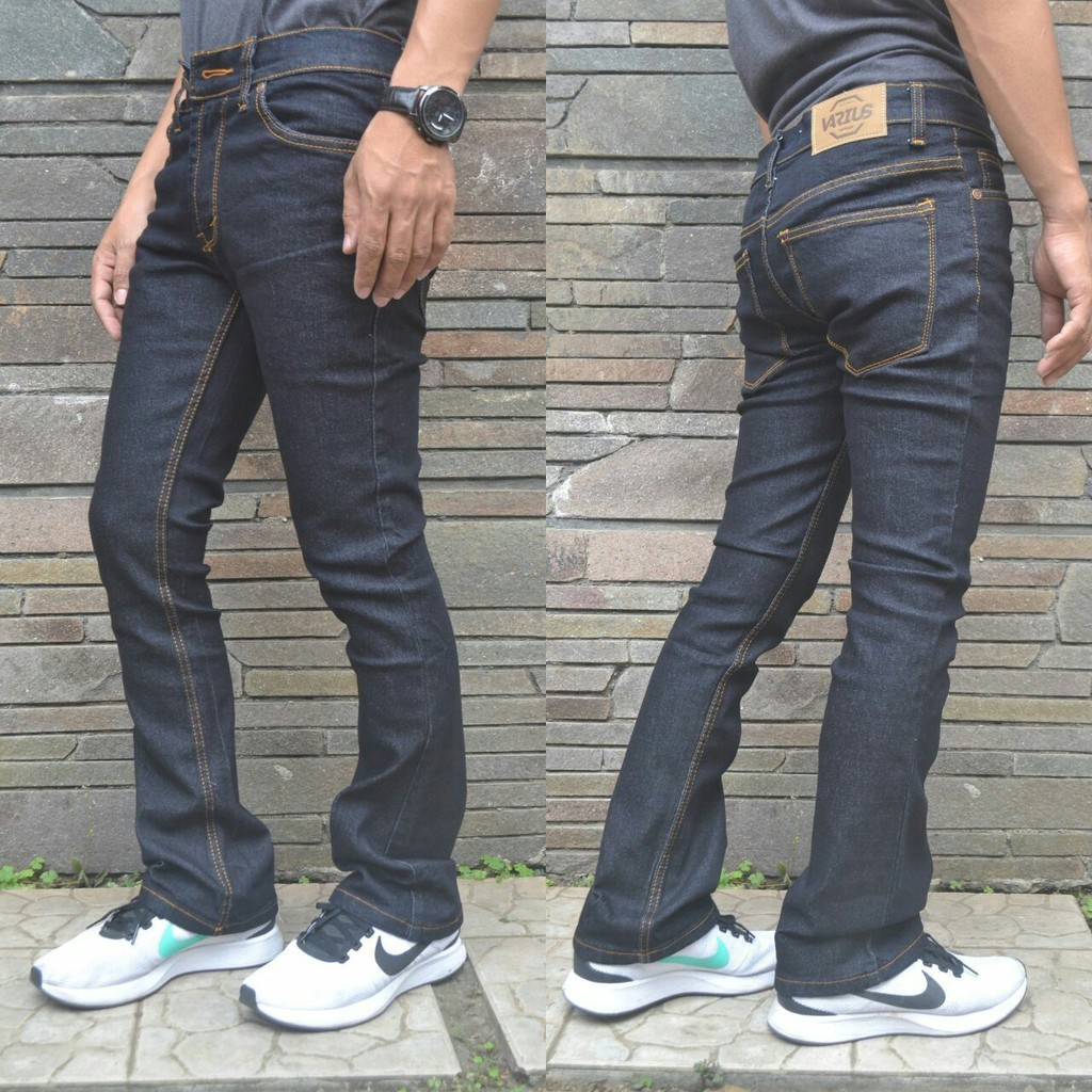 Celana Jeans Pria Cutbray Hitam Garment - Bestseller