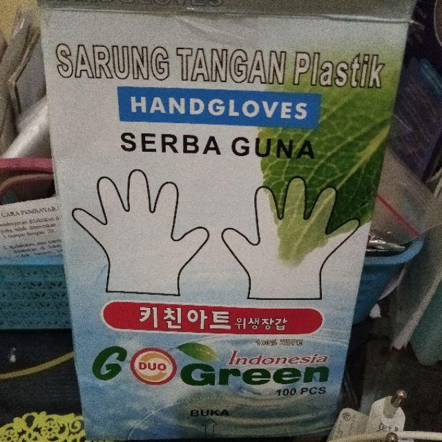 Sarung Tangan Plastik Steril Sekali Pakai Hand Gloves Go Green Tebal Isi 100pcs