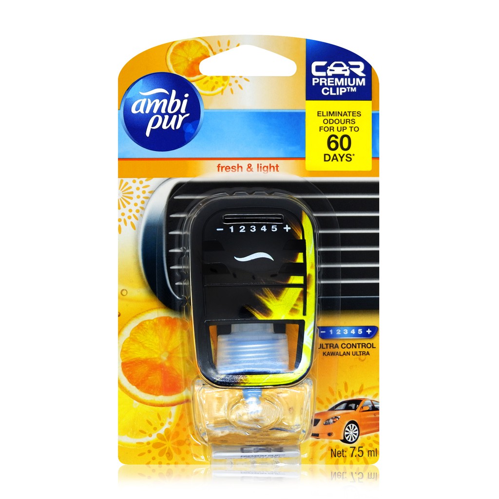 Pengharum Mobil Parfum Mobil Pewangi Ruangan Premium Clip Fresh &amp; Light Starter Kit 7.5 ml