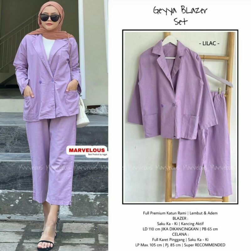 SET Blazer dan Celana  Geyya