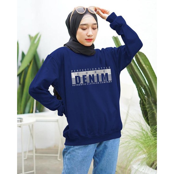 Kaos Lengan Panjang DENIM / Kaos Sweatshirt / Atasan Wanita / Atasan Wanita Lengan Panjang