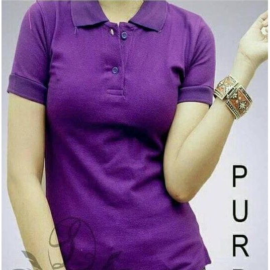 Polo shirt ladies ungu/Kaos polo polos berkerah/Kaos polo cewek jilbab