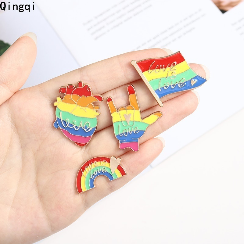 Bros Pin Enamel Desain Bendera LGBT Pelangi Untuk Hadiah Teman