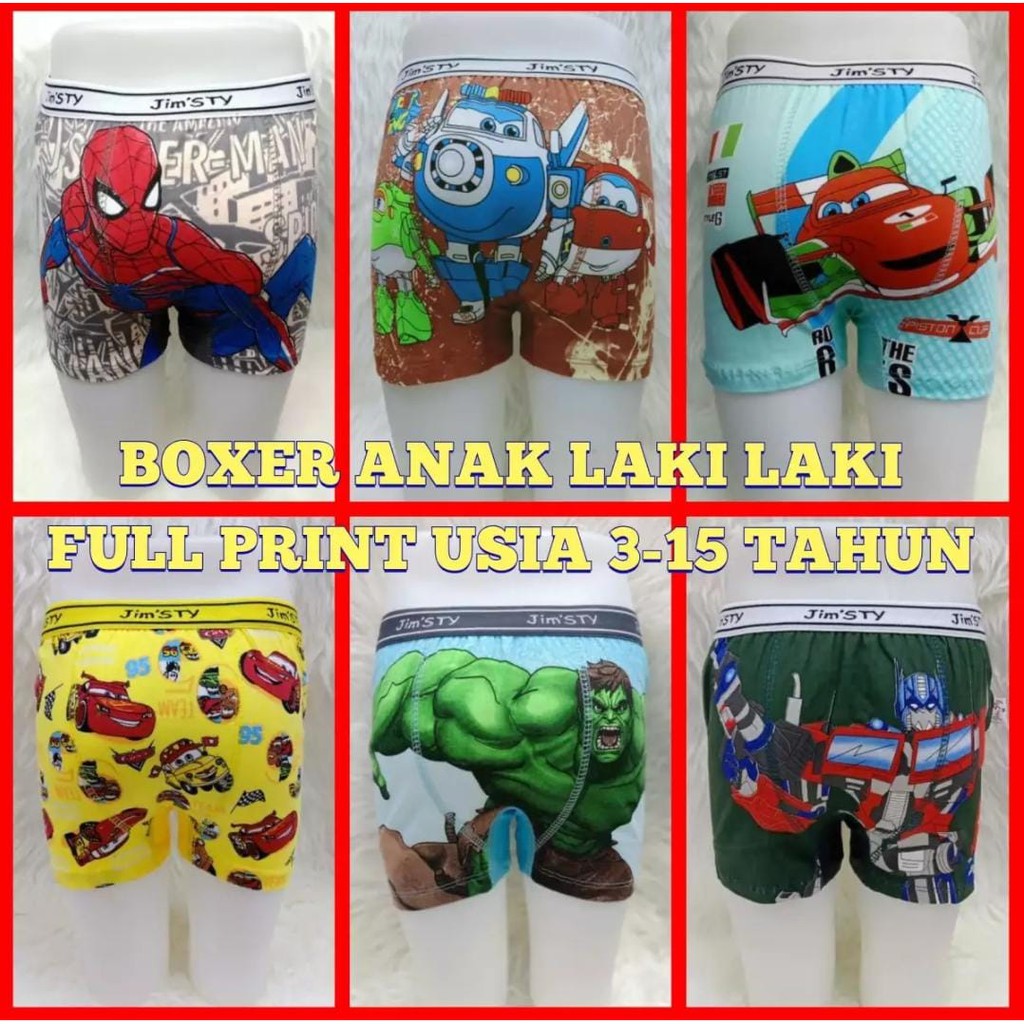 Boxer anak Cowo Motif Jim'Sty / Boxer Anak Laki-Laki Karakter / Boxer Anak Laki / Boxer Anak / Celan