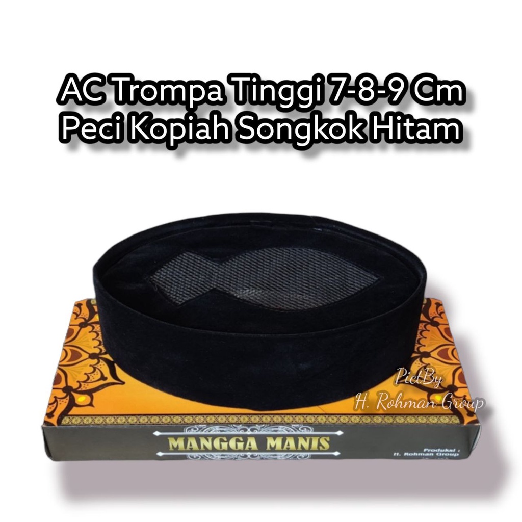 Peci dewasa Anak Hitam Polos Motif Ac Terompah Nabi Tinggi 7 8 9 10 Cm