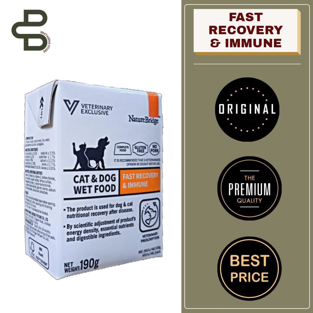 NATURE BRIDGE FAST RECOVERY &amp; IMMUNE FOR CAT &amp; DOG WET FOOD 190GR