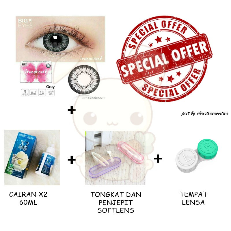 Softlens X2 Innocent BIG EYES 16mm - Normal - Paket Softlens Pemula - Exoticon