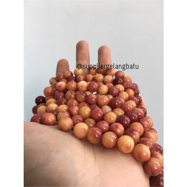 batu YAMAN SULAIMAN 10mm natural FIRESTONE RED YELLOW akik manao ASLI