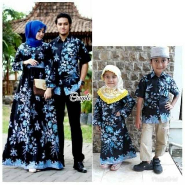 [bisa Cod] Batik Rifa Cfbr040 Baju Batik Keluarga Couple Batik Set Family Gamis&kemeja Lengan Pendek