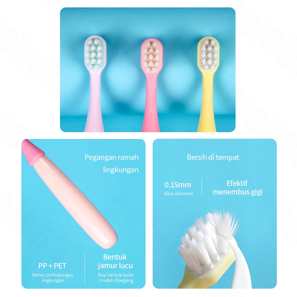 Halobaby Sikat Gigi anak bayi lembut untuk 2-6 Tahun/Kids Toothbrush 3 pcs