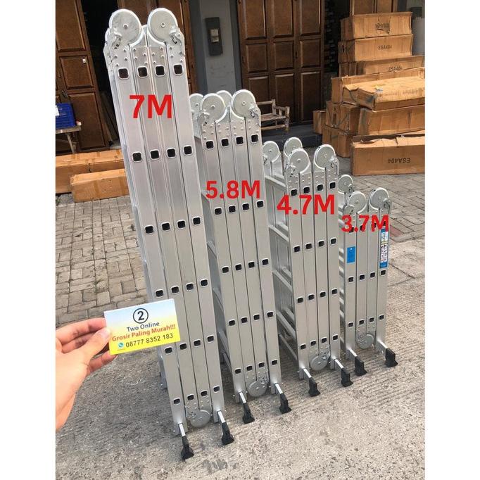 Tangga Multipurpose 3.7 Meter Tangga Lipat Tangga Alumunium AMG