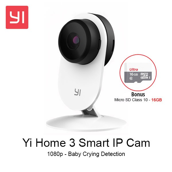 Yi Home 3 Xiaoyi Wifi IP Camera CCTV Full HD1080p International Version Bonus Micro SD 16GB