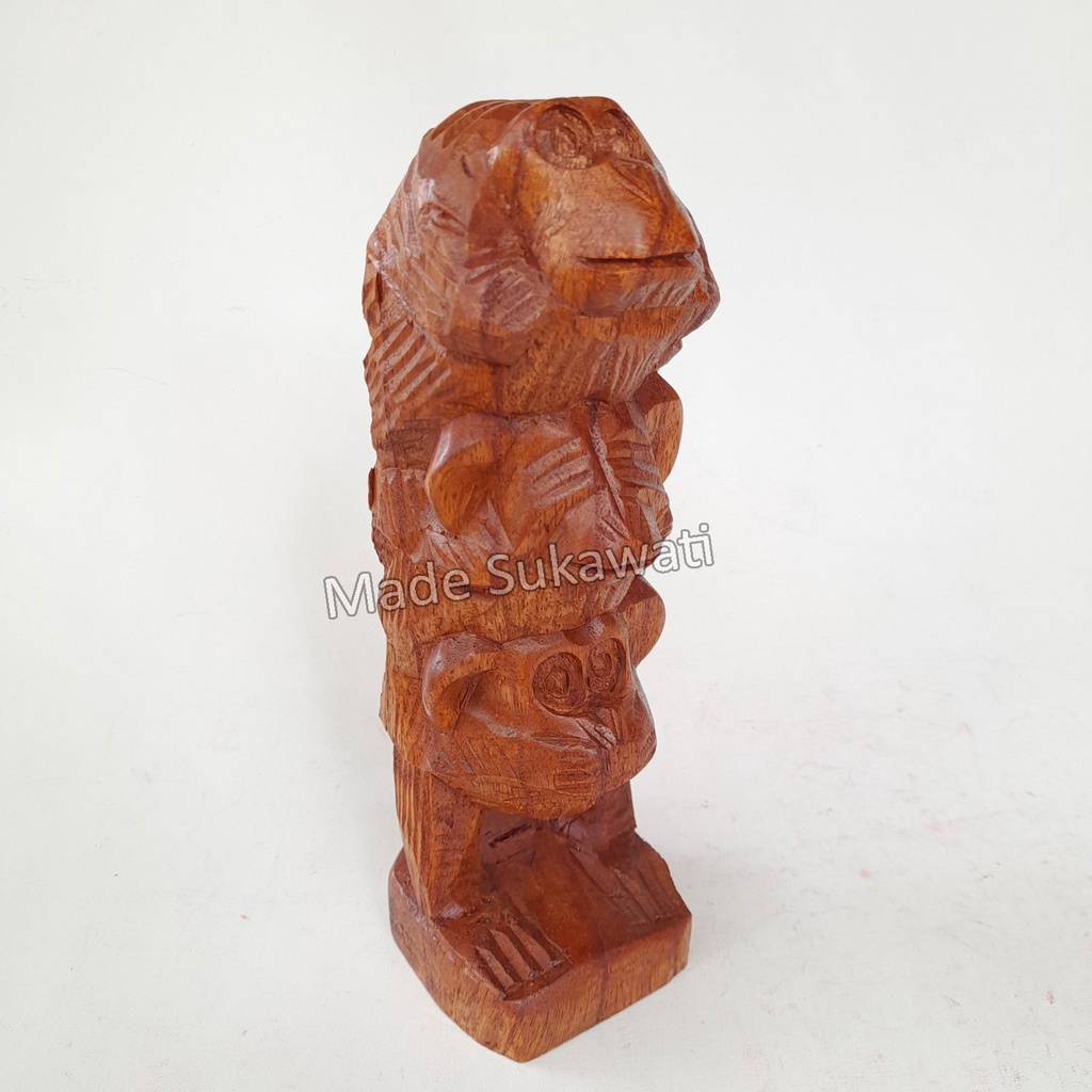 Patung Kera Monyet kayu mini jejer 20cm hiasan dekorasi handmade