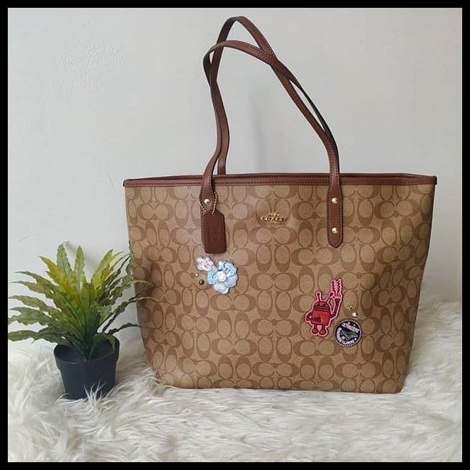 Bag Canvas - Tas X Keith Haring Tote In Signature Canvas Khaki Brown