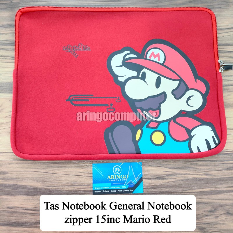 Tas Notebook General Notebook zipper 15inc Mario Red