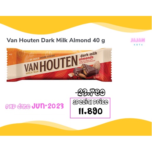 Jual Van Houten Dark Milk Almond 40 G Shopee Indonesia 6658