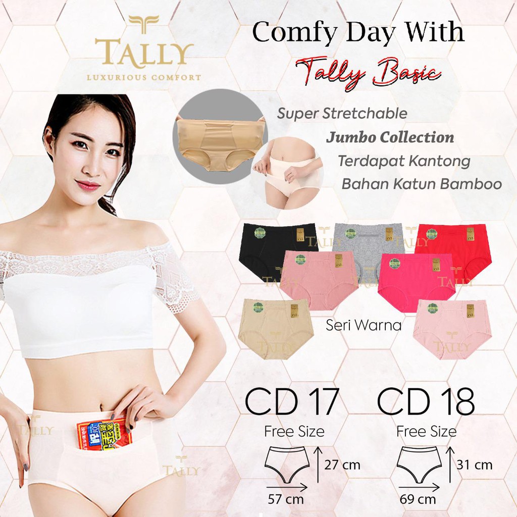 TALLY CD CELANA DALAM 17 (FIT XL) DAN 18 (FIT XXXL) I BAHAN KATUN BAMBOO | ADA KANTONG | HIGH WAIST