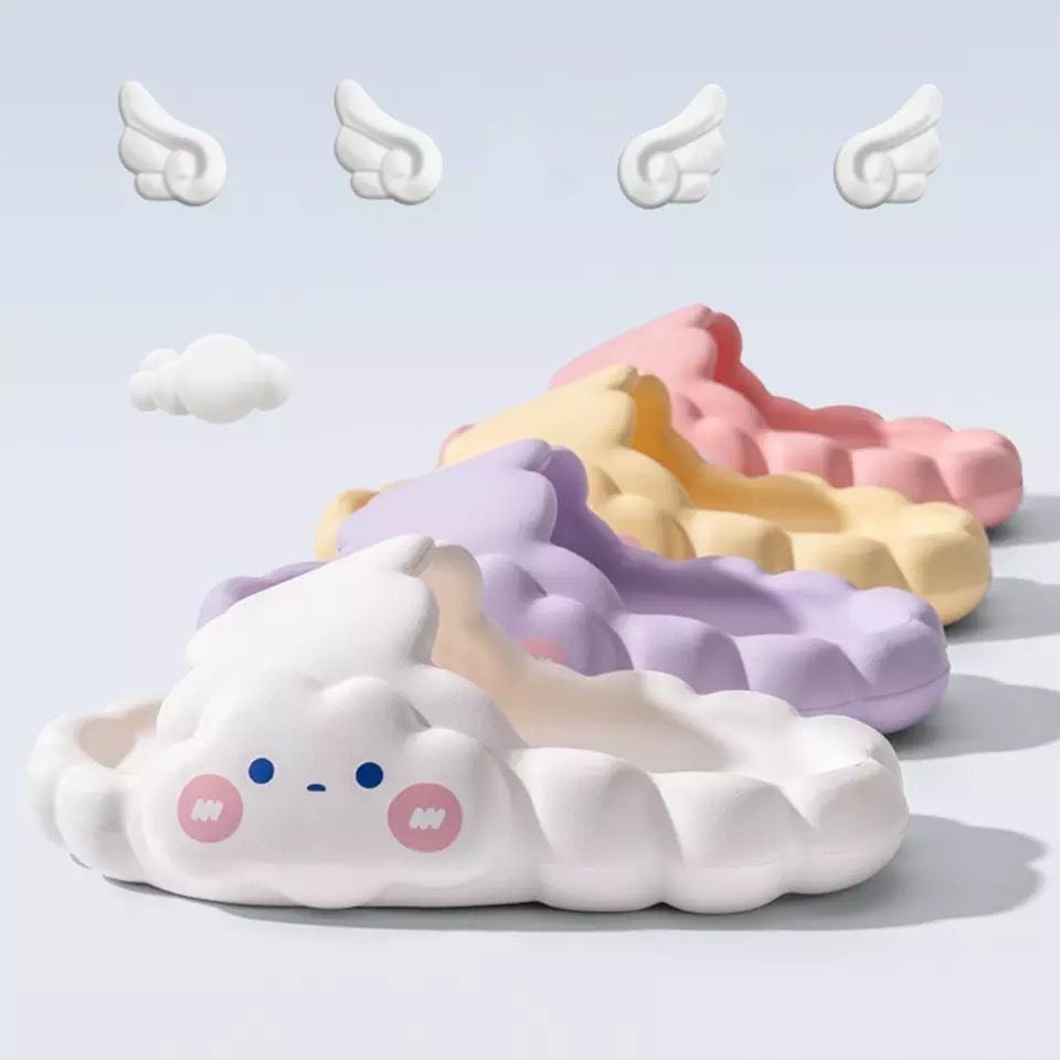 Awan Cloud - Sandal Wanita Slip On Casual Rumah Jelly Korean Import Soft Slipper Anti Elastic PVC TEBEL NYAMAN