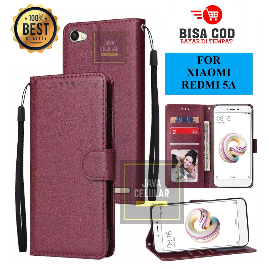Xiaomi Redmi 5A Leather Flip - Wallet Case Kulit - Casing Dompet Case Wallet Leather Flip Case Xiaom