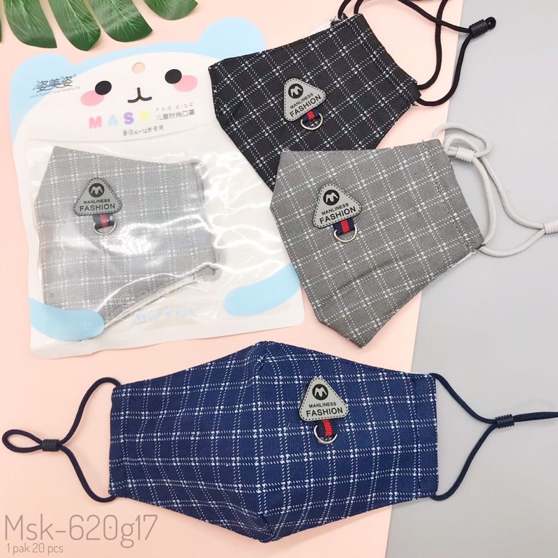 MASKER KAIN ANAK ANAK MOTIF COWOK BAHAN KATUN JEPANG RESUEABLE 3lapis