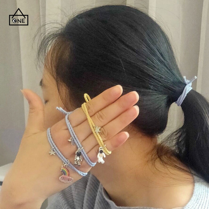 2pcs Gelang Tali Kepang COD Magnetik Adjustable Hias Manik-Manik Hitam A one
