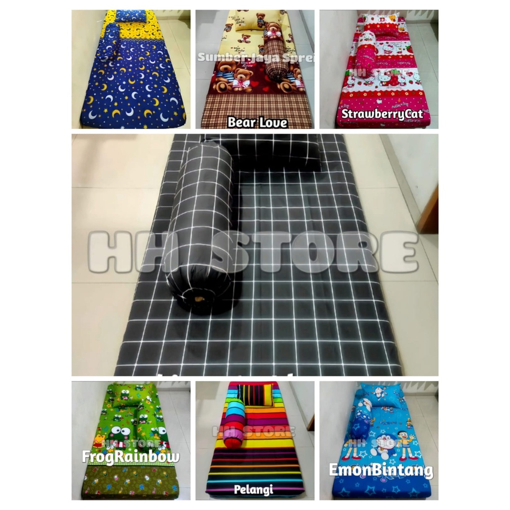 Sprei Single Aesthetic Monochrome Kotak Hitam dan Kotak putih Sprei sudut karet sprei karakter sprei