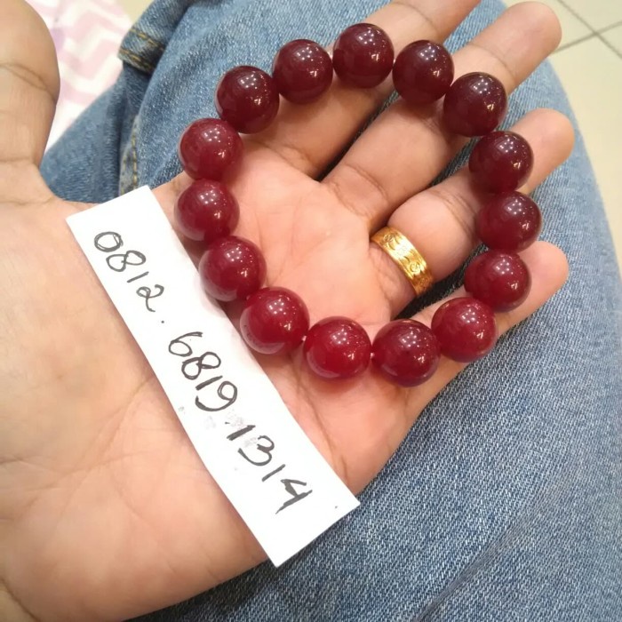 gelang batu akik giok merah natural alami