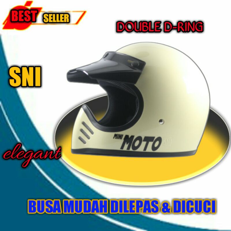 Helm Cakil Full Face Helem Fullface Motor Trail Ninja RIMC MINIMOTO CREAM Ori Sni Murah Terbaru