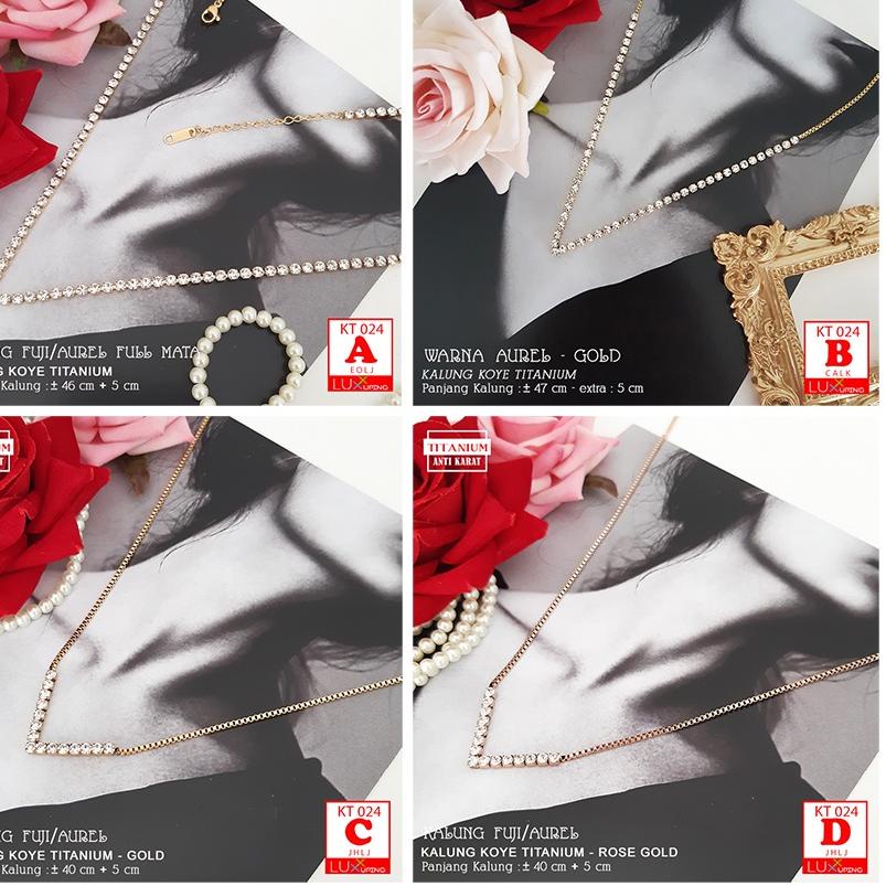 Paling Disukai.. KT 024 Kalung Titanium Permata Zirkon Batu Mata Jernih Kalung Fuji Perhiasan Imitas