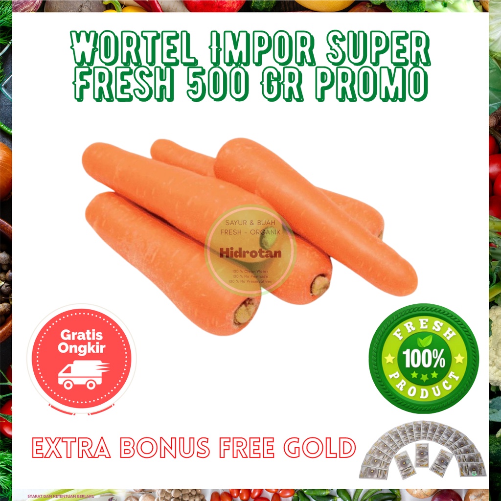 

Wortel Import 500 gr - Sayuran Murah | Paket Sayur Combo | Fresh Makanan Segar - Promo Free Emas