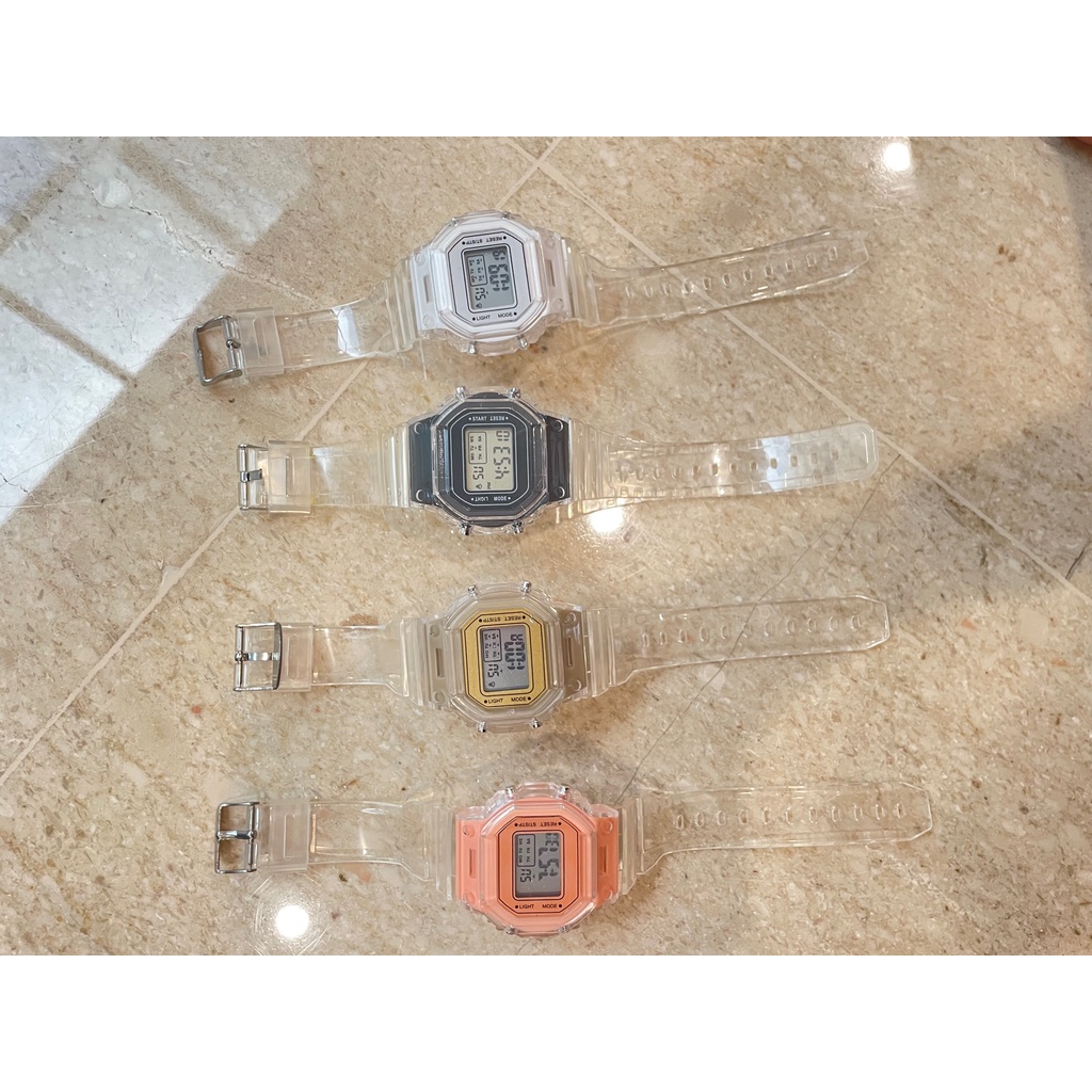 JAM TANGAN OLAHRAGA DIGITAL SPORT UNISEX TRANSPARAN