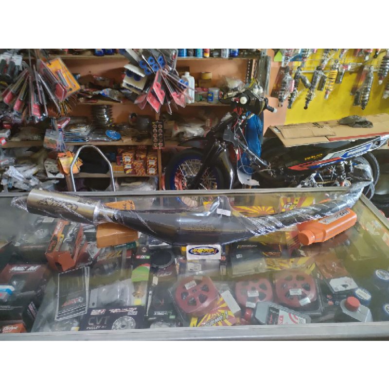 knalpot standard racing abrt 20 perut hitam silencer stainless f1zr