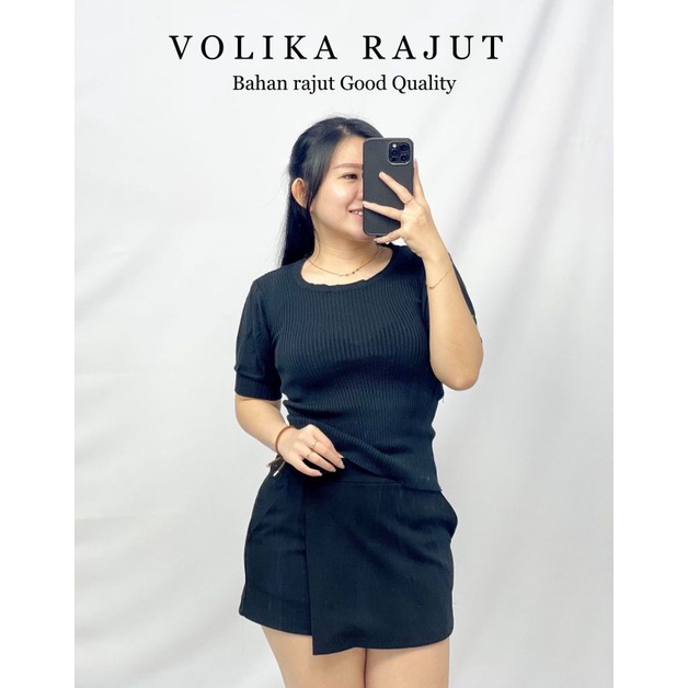 MDLV ~ Volika Rajut Atasan Blouse rajut Lengan Pendek Fashion Wanita