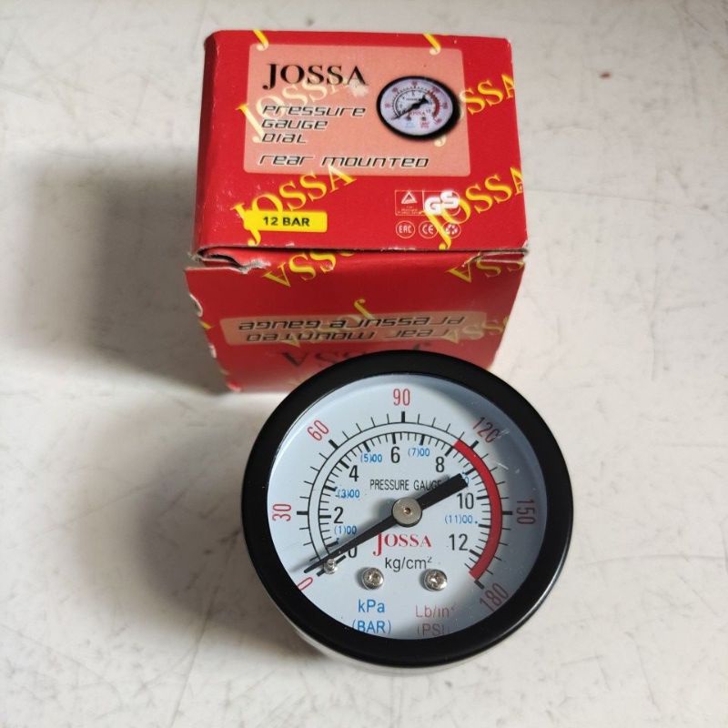 JOSSA pressure gauge drat tengah 1/4&quot; Merah HEAVY DUTY (50mm) / Jossa pressure gauge baut tengah 1/4&quot; Merah HEAVY DUTY (50mm) / Manometer drat tengah 1/4&quot; (50mm)
