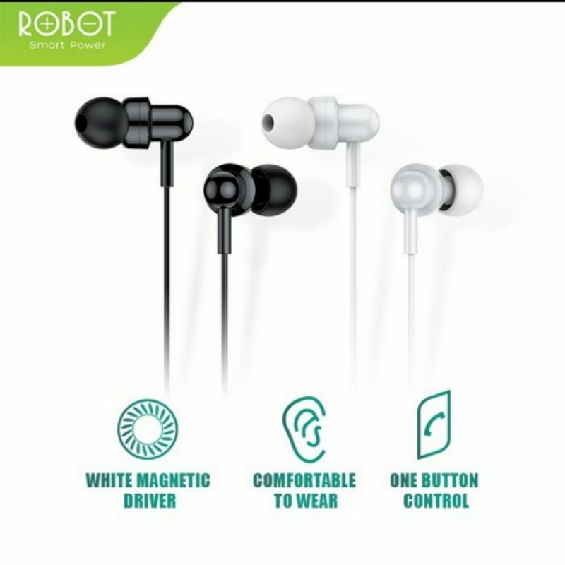 HEADSET ROBOT RE20 BASS - HANDSFREE ROBOT RE20 JACK 3.5MM - PELANGI ACCESORIES 88