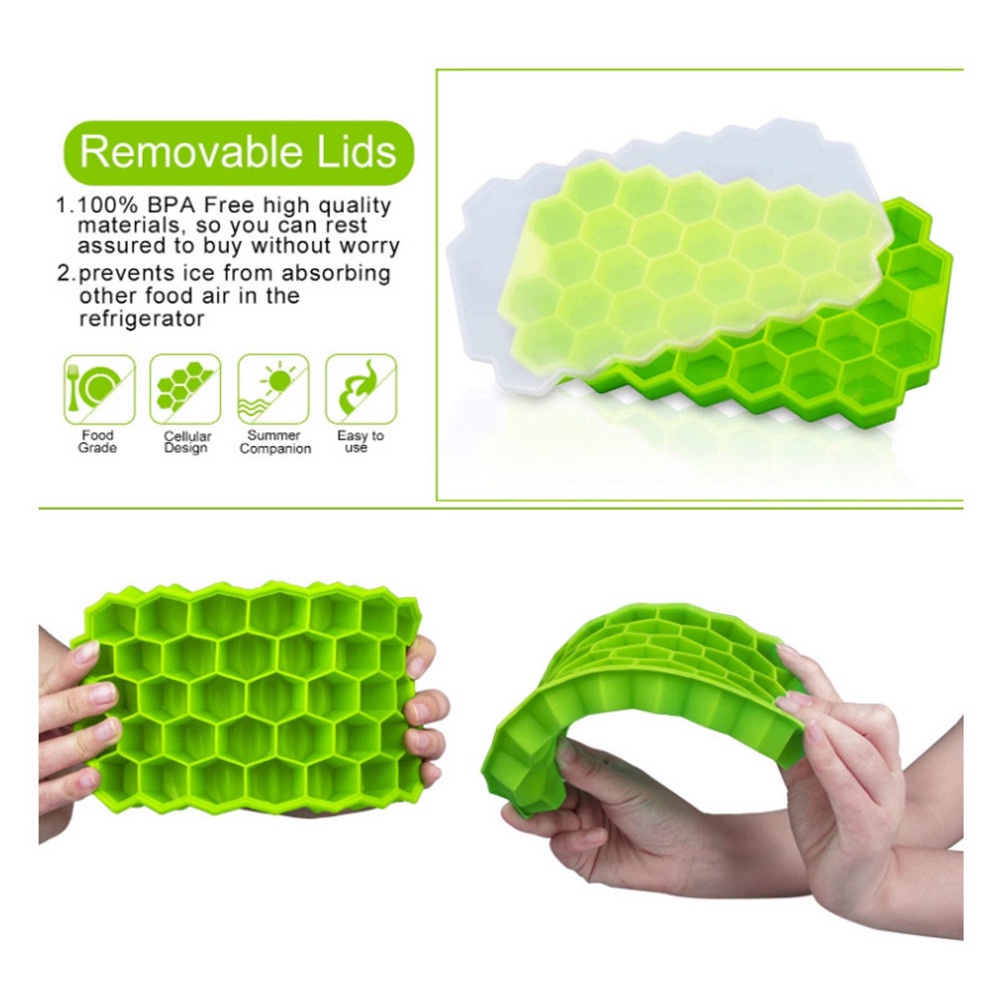 【COD Tangding】37 Silicone Ice Cube Ice Mold with Silica Gel Ice Cube Cover