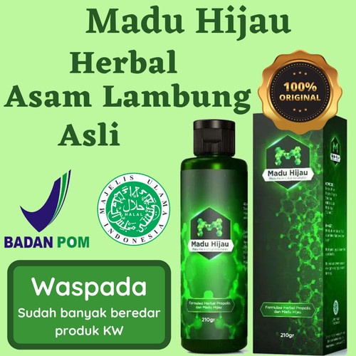 Madu Hijau 210 gr Logo M Atasi Sakit Maag / Asam Lambung / Gerd / Mual / Kembung