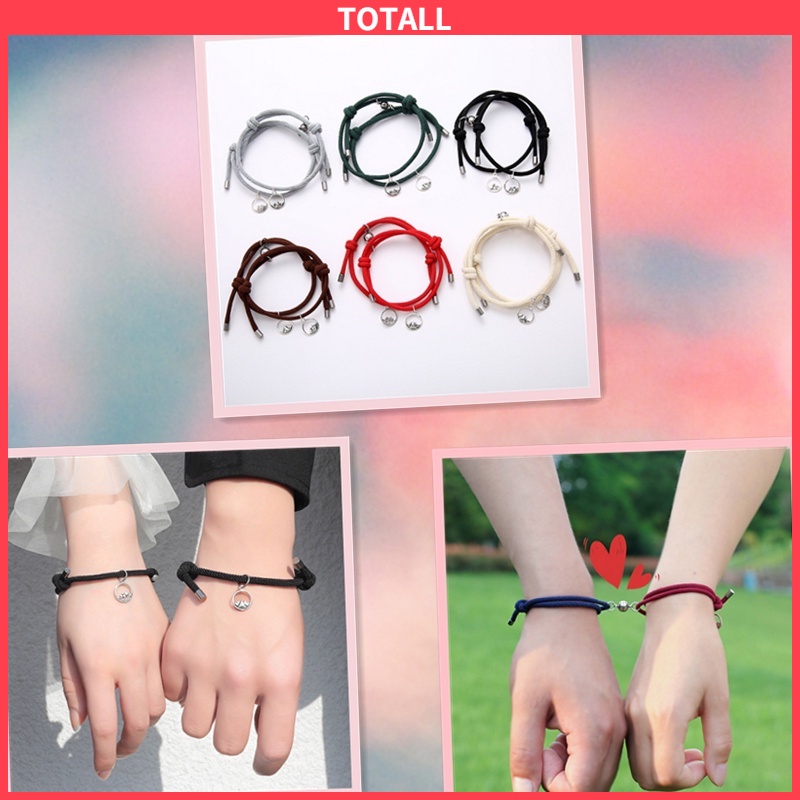 [✅COD] 2Pcs Gelang Couple Magnet Pasangan Liontin Kreatif Pesona Gelang Perhiasan Bestie Simple Penjualan Panas Mode