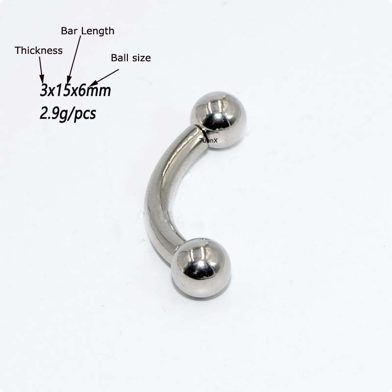 1pc Anting Tindik Telinga Bentuk Barbel Lengkung Bahan Stainless Steel Warna Silver