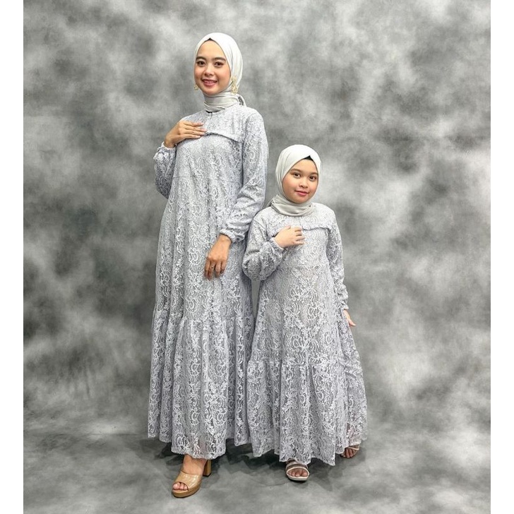 Terlaris Ready Kembali Terbatas Limitted Gamis Malaysia Brukat Premium Set Ibu Anak Couple Seragaman