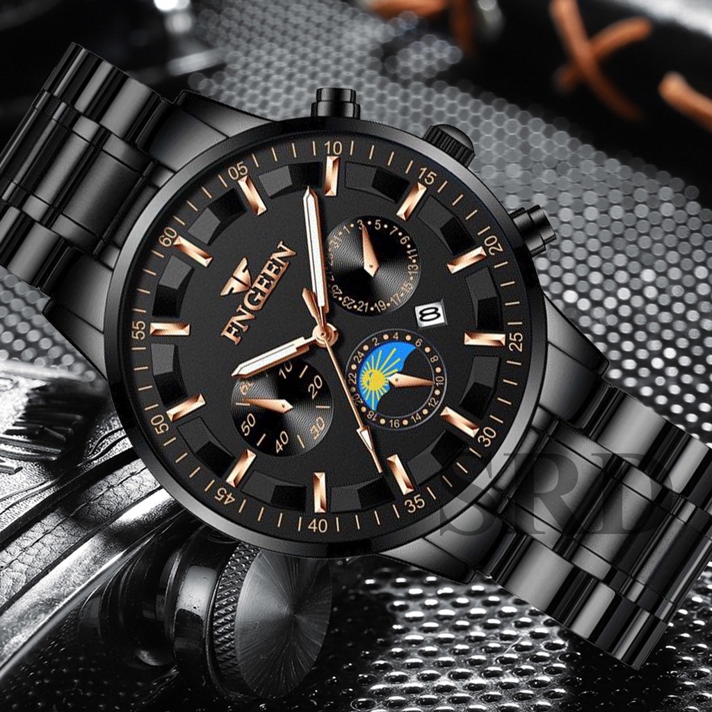 COD✅ Jam Tangan Pria Bisnis New Model Terbaru Cross-Border Quartz Analog Stainless Steel Band Luminous Display Nyala Tempat Gelap HOT Kalender Date Kuarsa Watch Waterproof Anti Air Kaca Hardlex Glass Tebal Anti Gores Fashion Trendi - JF2