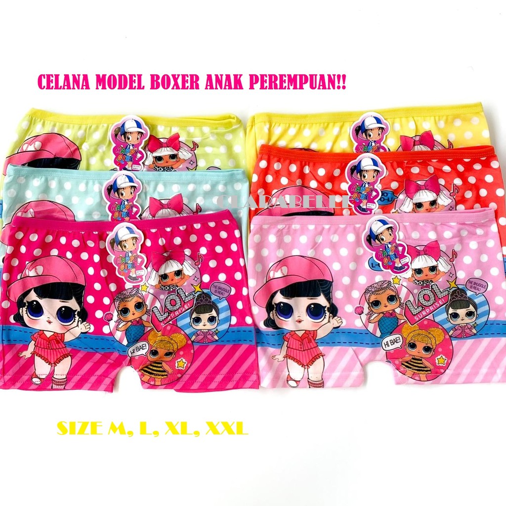 Celana Dalam Anak PEREMPUAN Model BOXER CD Happy Girl Anak cewek