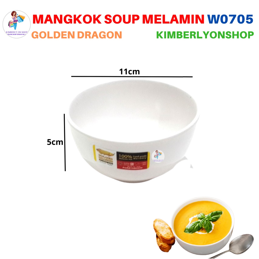 Mangkok Melamin Kaki 5 inc Putih Golden Dragon W0705