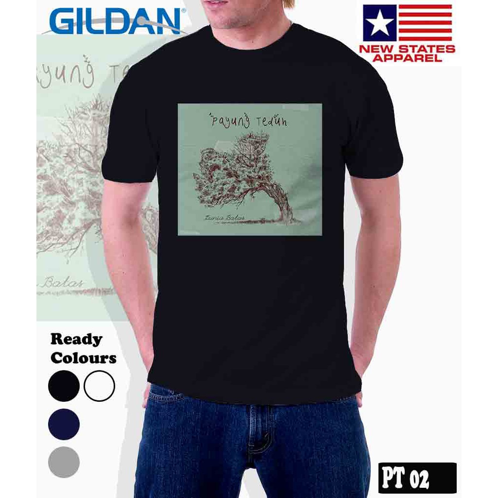 Kaos Payung Teduh Dunia Batas , Tag Kaos Gildan Softstyle